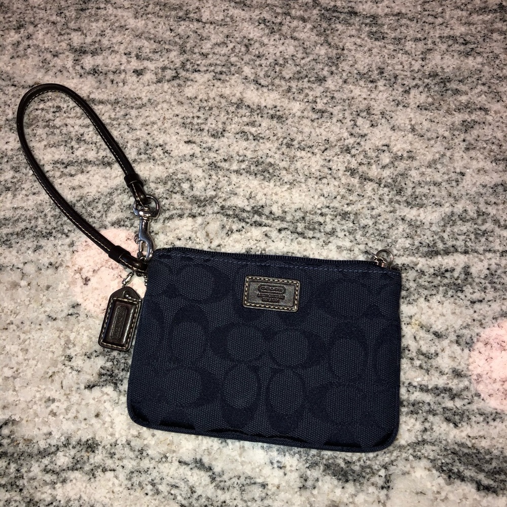Navy Coach Wristlet